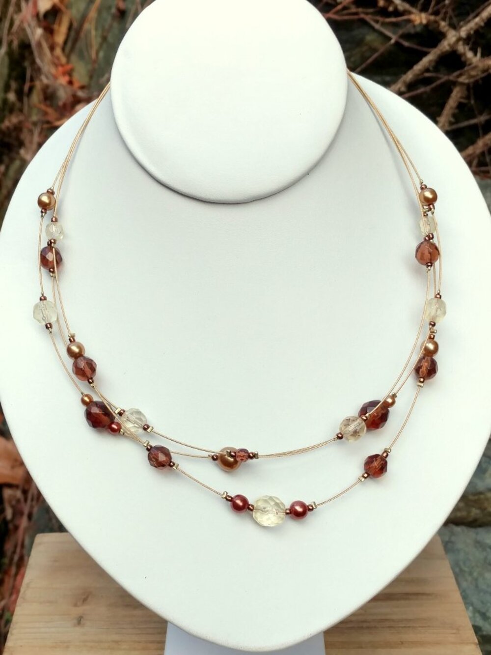 Lia Sophia 3 strand floating bead necklace